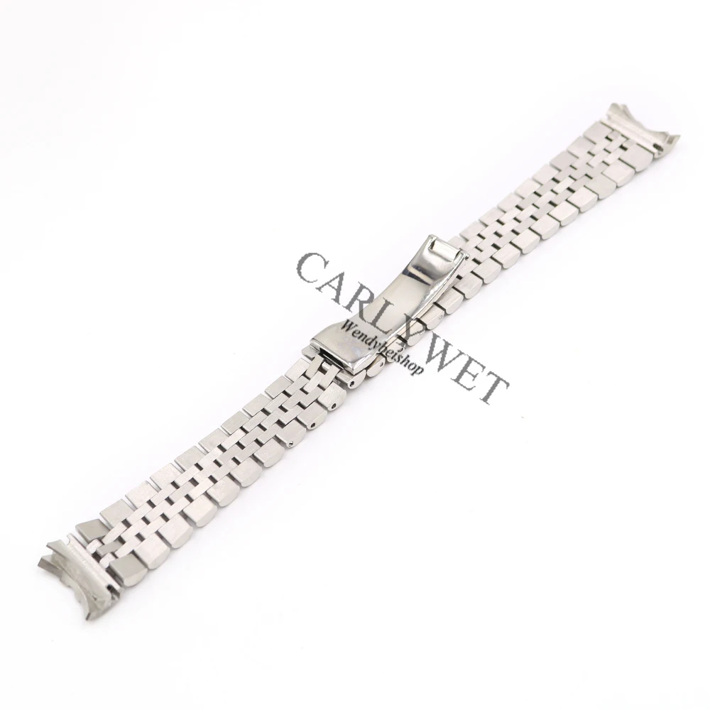 CARLYWET 20mm Wholesale 316L Stainless Steel Jubilee Silver Solid Screw Links Wrist Watch Strap Bracelet Belt With Curved End