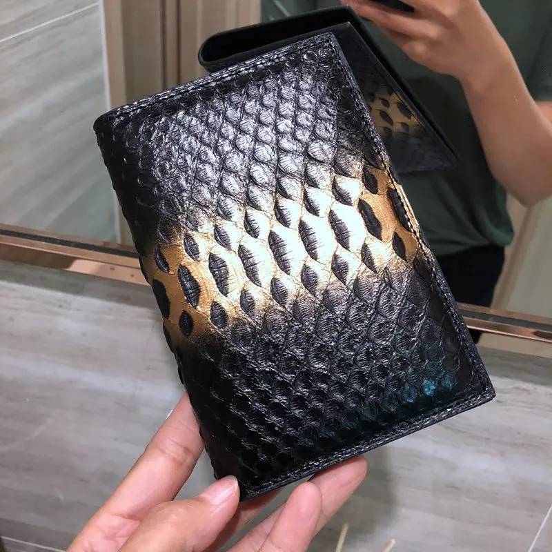 Black PassportCover CAJIFUCO натуральная кожа питона Обложка для паспорта с держатель для карт натуральная кожа Обложка для паспорта - Цвет: Black PassportCover
