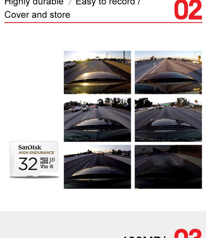 Карта памяти SanDisk microSD высокой выдержки 32 Гб U1 до 100 МБ/с./с 32 Гб 64 Гб 128 Гб Видео высокая скорость класс 10 U3 V30 Full HD 4K