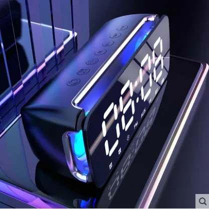 LEORY T68 двойной громкий динамик сабвуфер светодиодный беспроводной bluetooth динамик будильник fm-радио динамик цветной экран - Цвет: BLACK