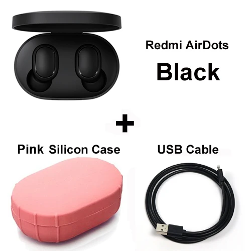 Add Cable Pink Case Xiaomi Redmi Airdots Xiaomi TWS стерео беспроводные наушники Голосовое управление Bluetooth 5,0 шумоподавление управление краном - Цвет: Add Cable Pink Case