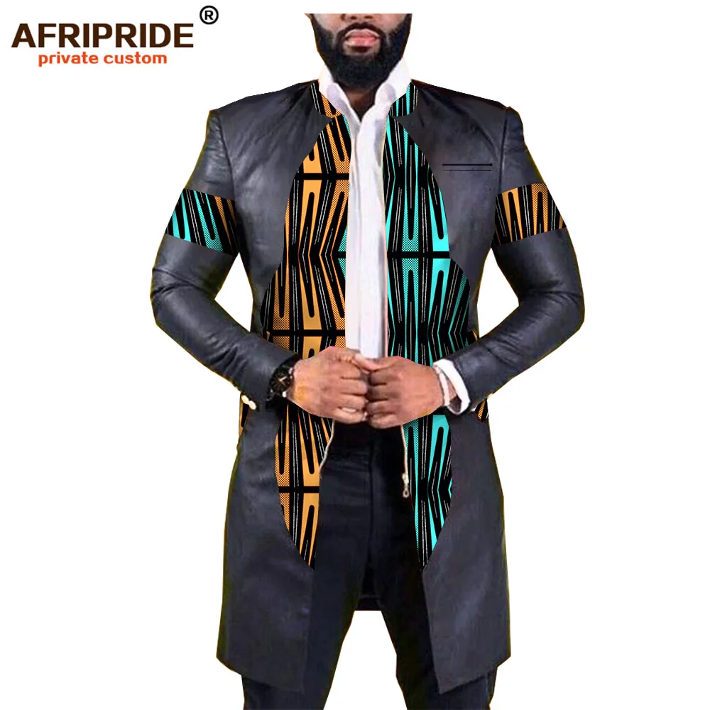 AFRIPEIDE африканская Весенняя мужская куртка с длинным рукавом на молнии Повседневная куртка плюс размер из чистого хлопка и искусственного меха в стиле пэчворк A1914002 - Цвет: 257J