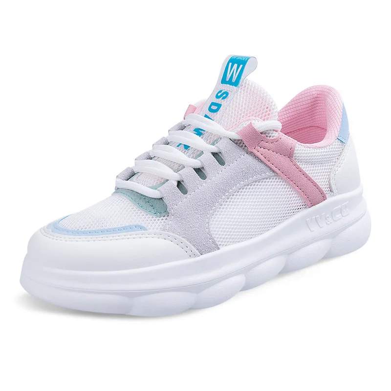 Новинка 2019 года сезон осень модная женская белая повседневная обувь сетчатая