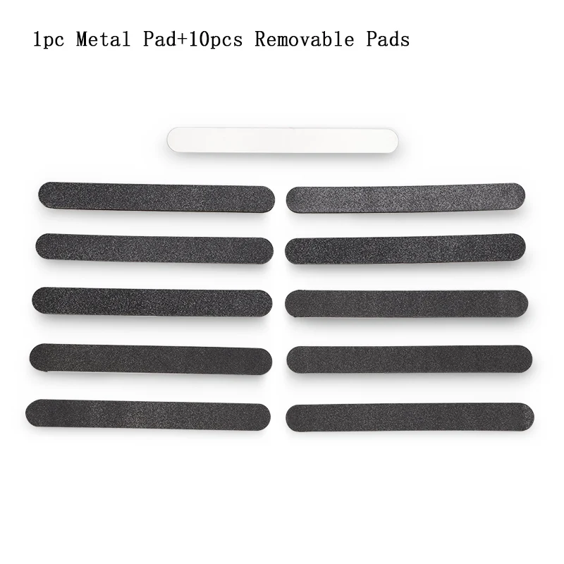 1pcs plus 10pcs Двусторонняя круглая прямая пилка для ногтей шлифовальный буфер маникюрный 1 шт ручка из нержавеющей стали с 10 шт сменная Песочная бумага - Цвет: 1pcs plus 10pcs