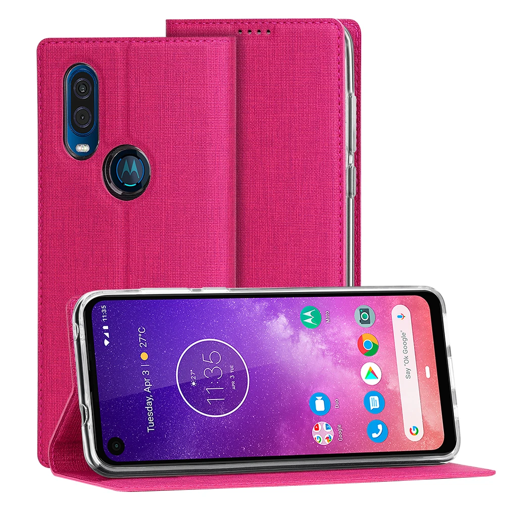 Винтажный тканевый чехол-книжка для Motorola Moto One Vision, кошелек с отделением для карт, магнитный чехол-книжка для Motorola Moto One Vision