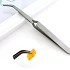 Профессиональный серебристый Наклонный триммер для бровей, пинцеты для накладных ресниц Стразы наращивание ресниц косметические инструменты