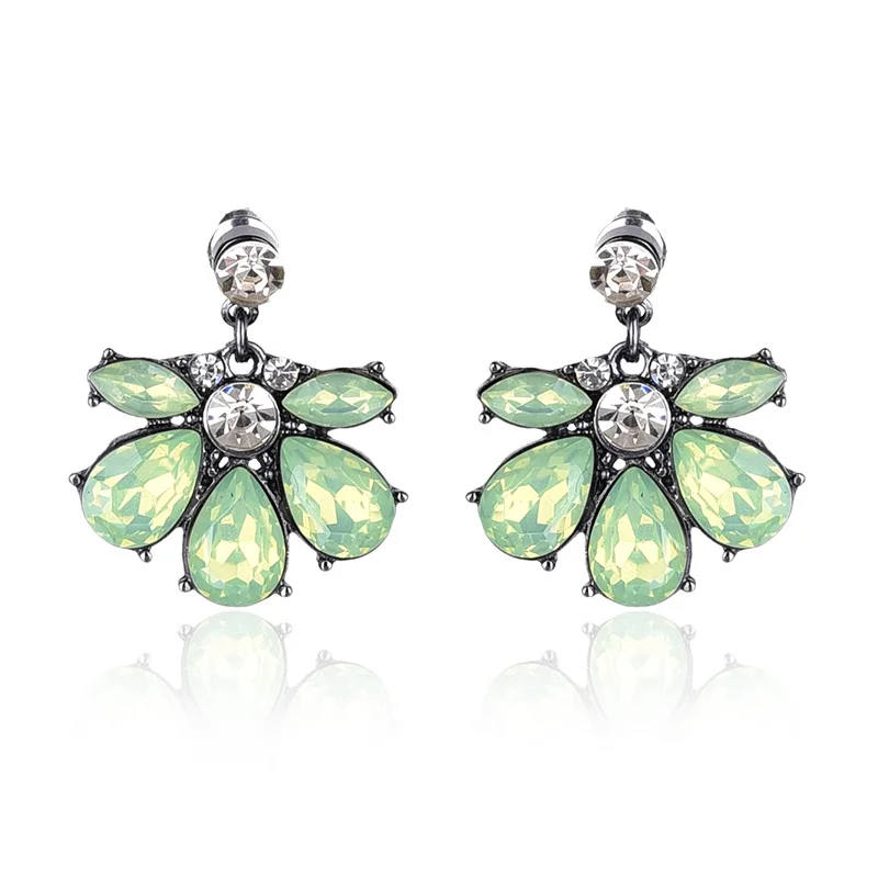 LUBOV Gorgeous Acrylic Crystal Stone Flower Petals Drop Earrings Fashion Rhinestone Stud Piercing Women Jewelry Gift | Украшения и
