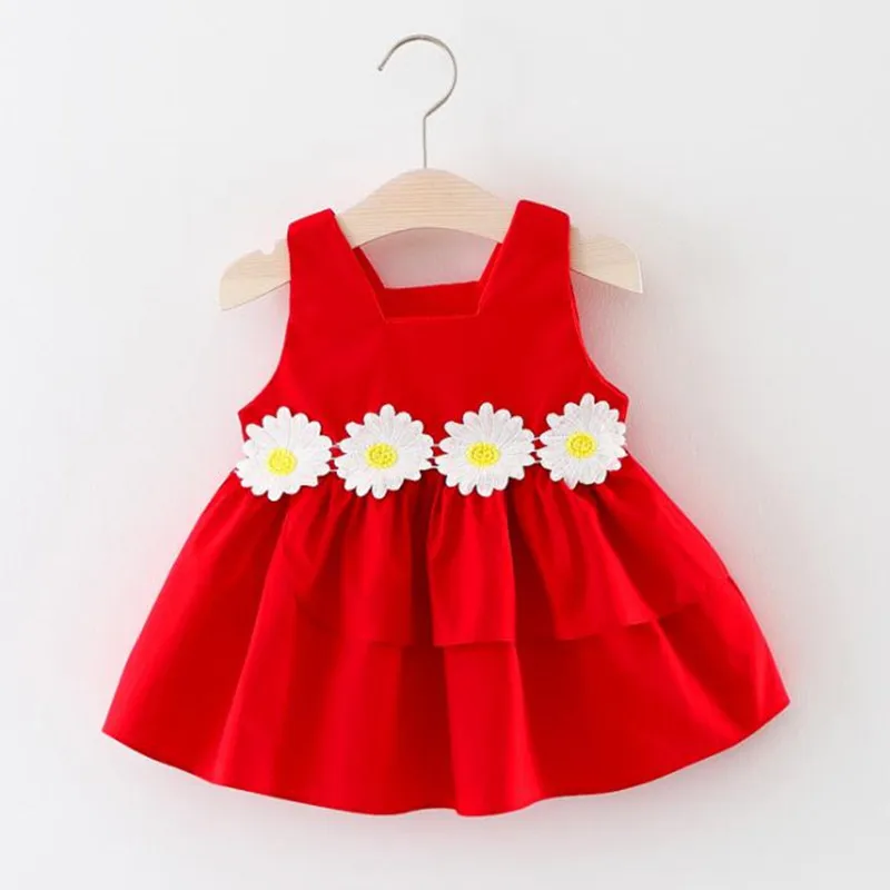 Новое платье для малышей летнее без рукавов маленьких девочек детская одежда дня