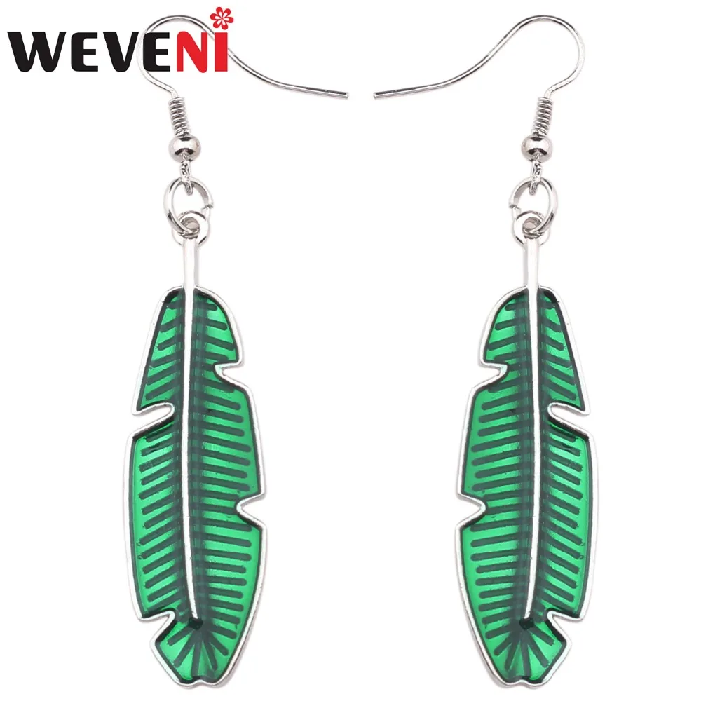 

WEVENI stamenet эмалевые серьги из сплава тропической пальмовой ладони висячие серьги с большим длинным растением летние ювелирные изделия для де...