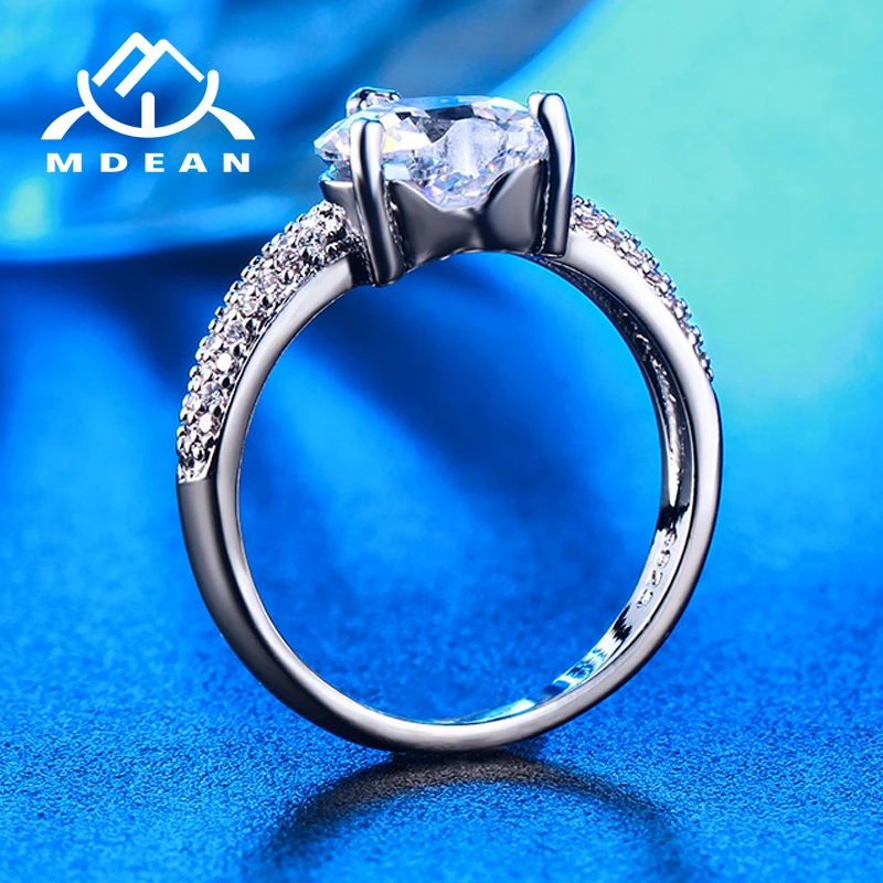 Mdean большие обручальные кольца с сердечками для женщин белый золотой цветной AAA циркон ювелирные изделия обручальные аксессуары Размер 5 6 7 8 9 MSR048