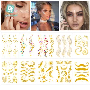 Металлическая вспышка для лица, глаза, звезда, луна, татуировки, брендовые Блестящие модные веснушки, точка, Бабочка, временные татуировки для лица, художественные татуировки