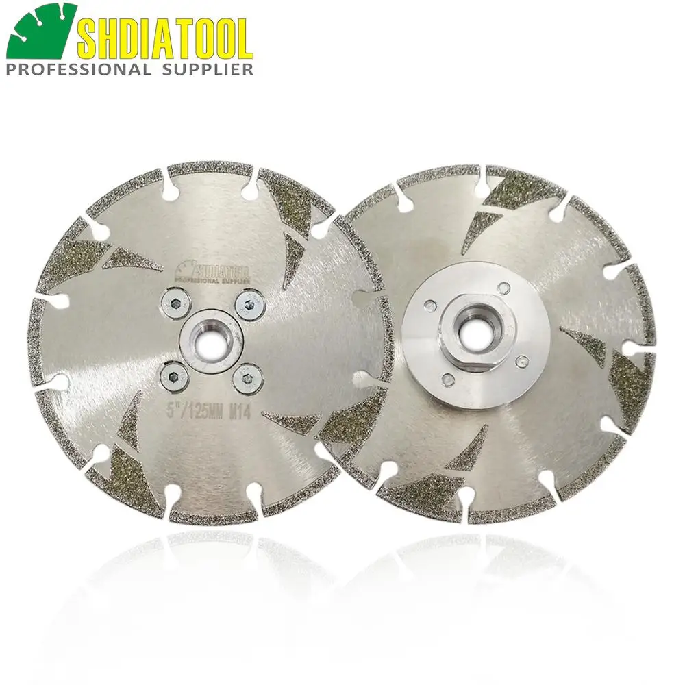 

SHDIATOOL 2pcs M14 Thread 125mm/5" Electroplated Reinforced Diamond Cutting & Grinding Disc Diamond Granite Marble Sawblade