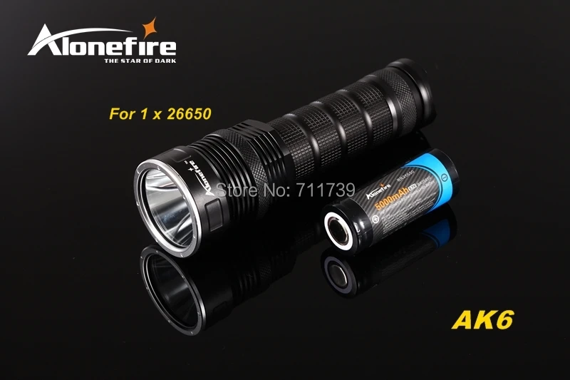 AloneFire AK6 CREE XM-L2 LED 5 режимов супер верхний луч облучения фонарик для 26650