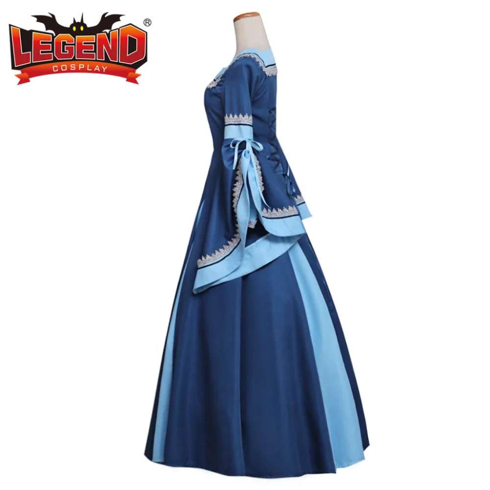 Синий Средневековый Ренессанс готическое викторианское платье бальное для
