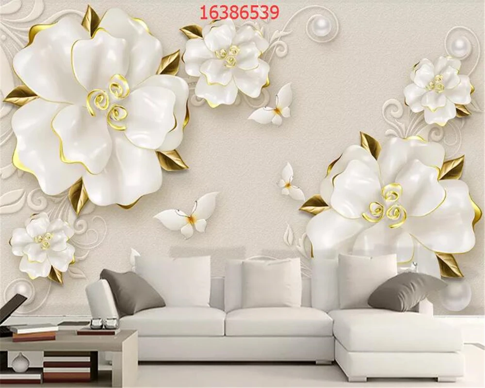 Обои для украшения дома 3D рельефные бежевые розы обои | Обустройство