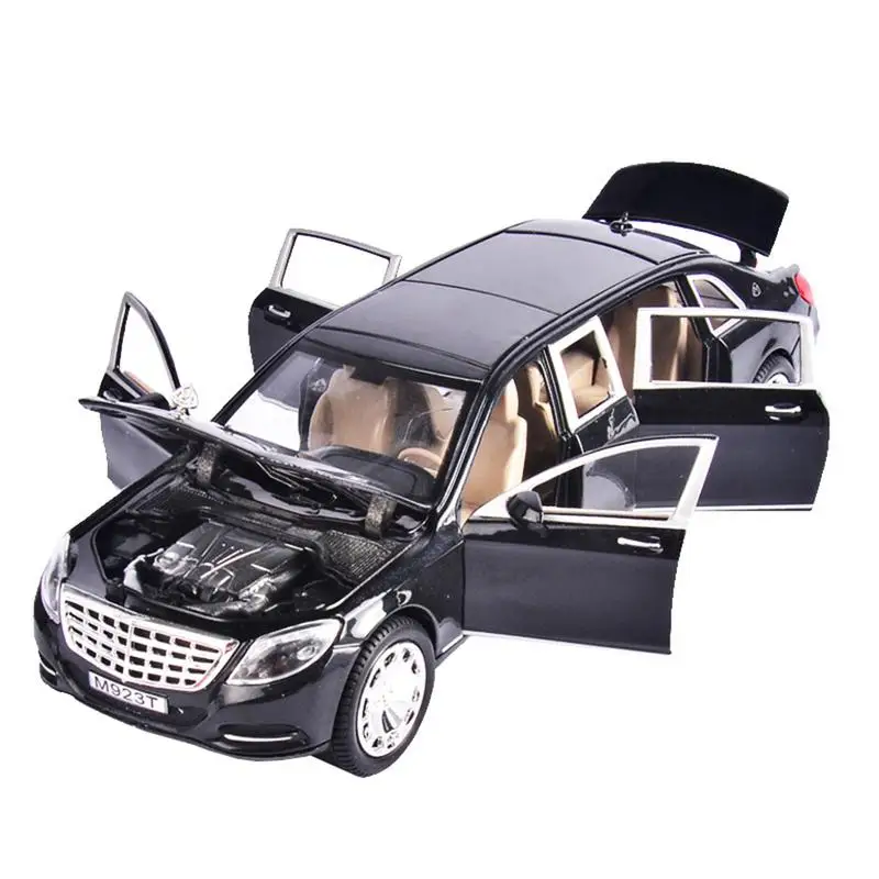 Реалистичный изысканный 1/24 Maybach S600 pullman металлический литой под давлением сплав модель Автомобильный светильник и звук вытяжной автомобиль коллекционная игрушка подарок