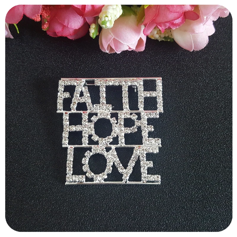 Хрустальная булавка с надписью Вера надеюсь на любовь уникальная брошь