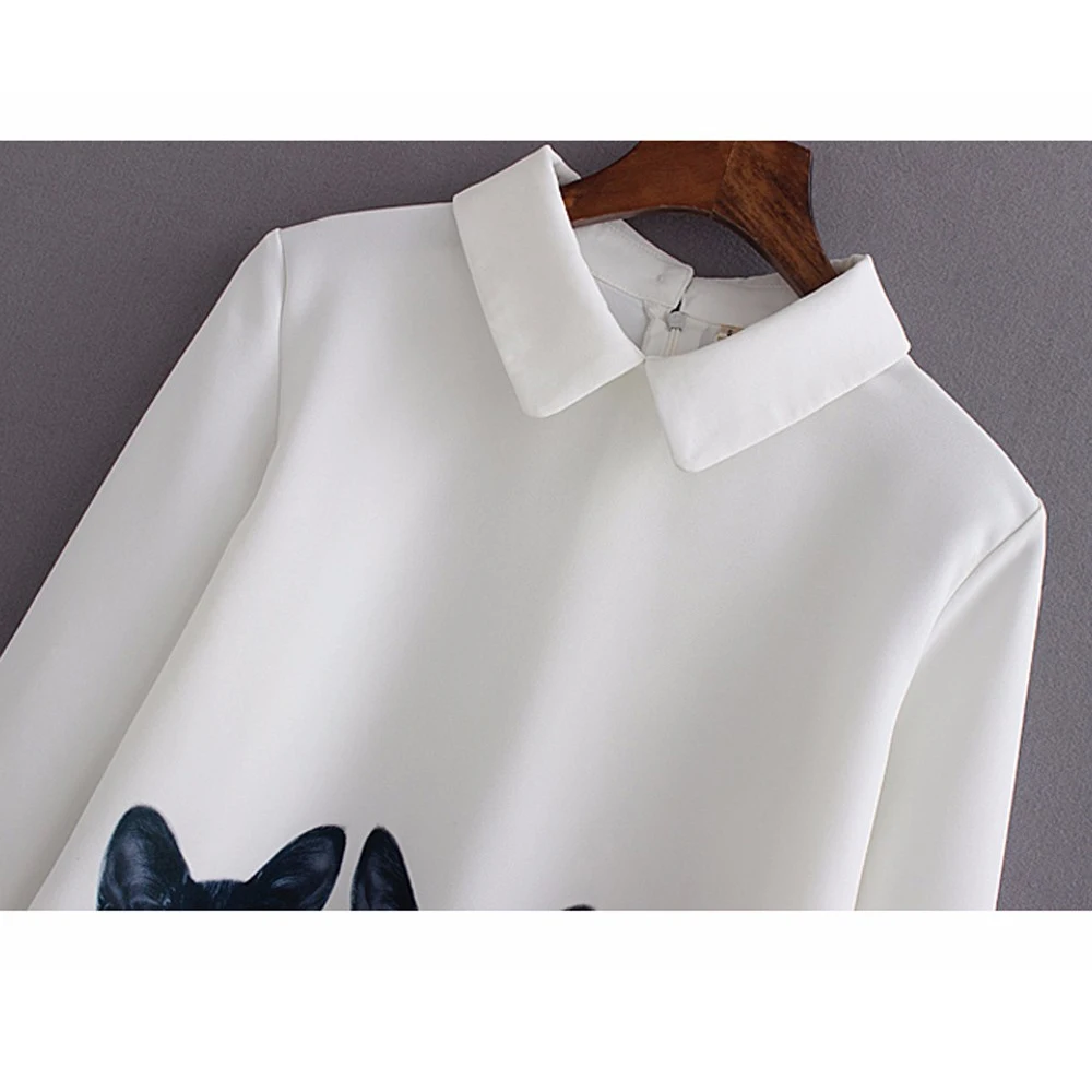 Бесплатная Страусиная модная шифоновая рубашка для женщин белая с принтом трех