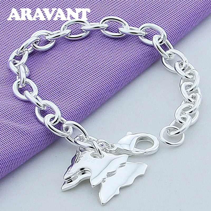 

925 Silver Double Butterfly Bracelet For Women Fashion Jewelry