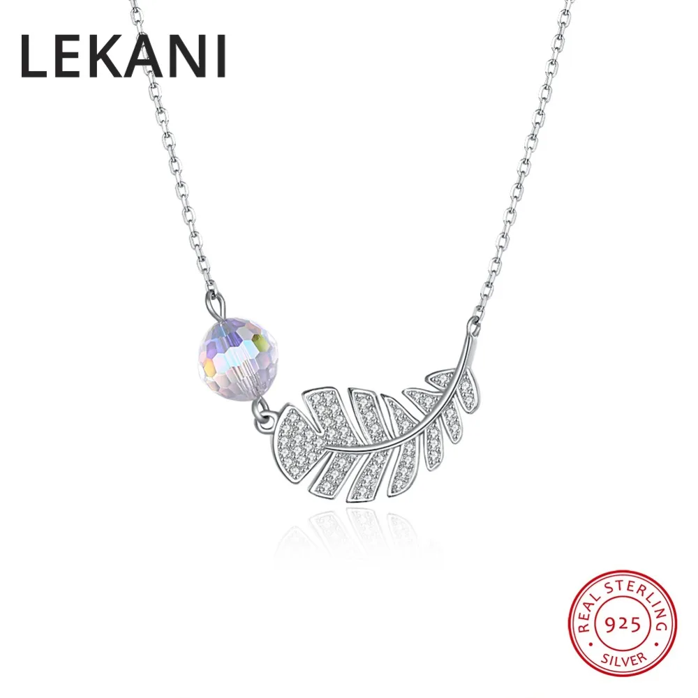 Ожерелье с подвеской в виде листа от бренда LEKANI оригинальные кристаллы Swarovski Real