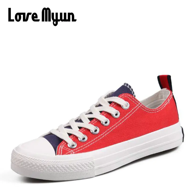 Женские холщовые кроссовки Вулканизированная подошва низкая лоскутные