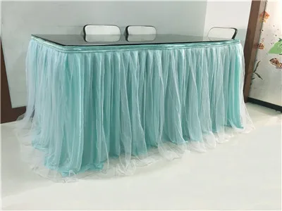 turquoise and white Тюлевая юбка-пачка для стола, вечерние, свадебные, для украшения дома, банкета, юбка для стола, скатерть - Цвет: turquoise and white