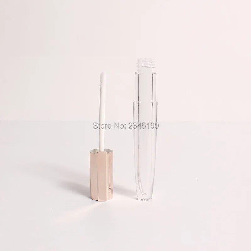 Empty Clear Lip Gloss Tube Rose Gold Cap Plastic Liquid Lipstick Container Round Clear Lip Gloss Refillable Bottle 40pcs/Lot