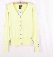light yellow 18 цветов! Осенний женский свитер с v-образным вырезом и пуговицами, вязаный свитер, женский кардиган, Camisola, свитер ярких цветов, блуза, вязаная одежда - Цвет: light yellow