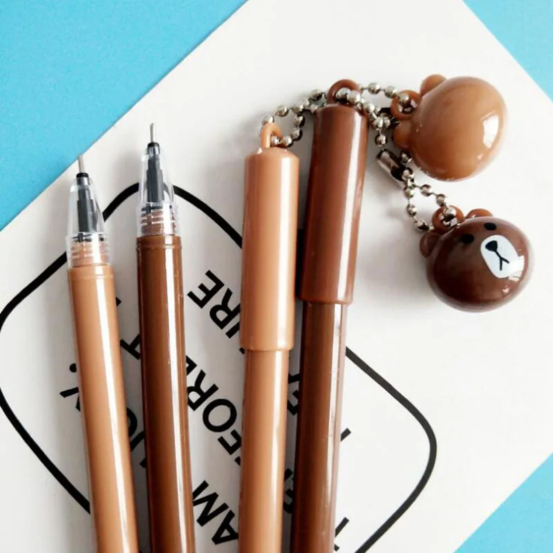 1 шт. стираемые ручки гелевая ручка Маленький коричневый медведь кулон школьные