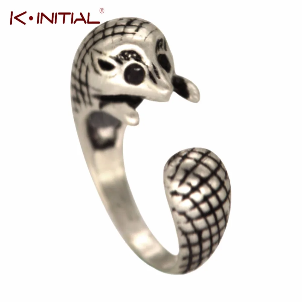 Kinitial Ретро Регулируемая палец вокруг Ежик кольцо колючий полированной животного