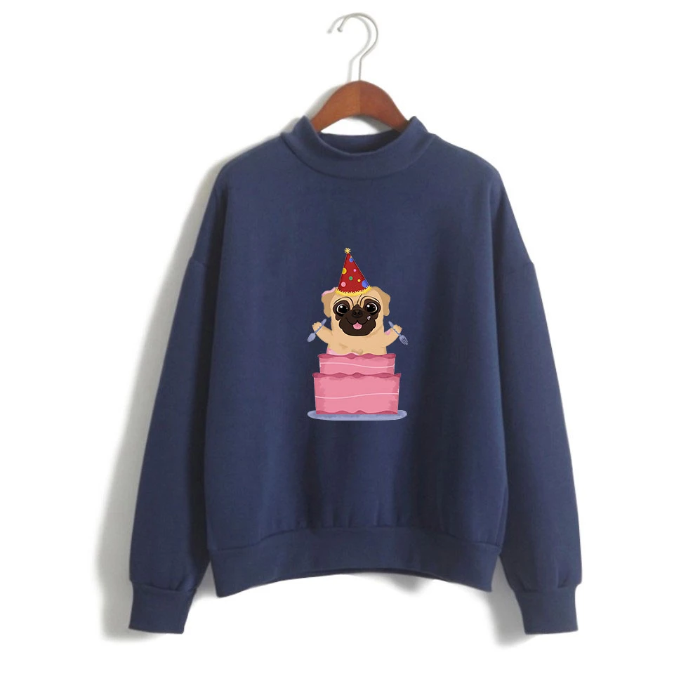 Pug 2D New Clothes Kpop Turtlenecks Sweatshirt Hot Team Korean Highsreet 2019 Ouewear High Quality Pullovers Collar | Женская одежда