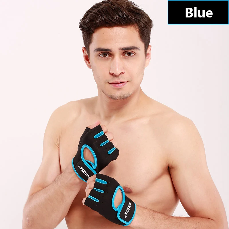 Blue AOLIKES спортивные перчатки для спортзала дышащие перчатки для тяжелой атлетики для фитнеса мужские женские перчатки для тяжелой атлетики Размеры s m l - Цвет: Blue