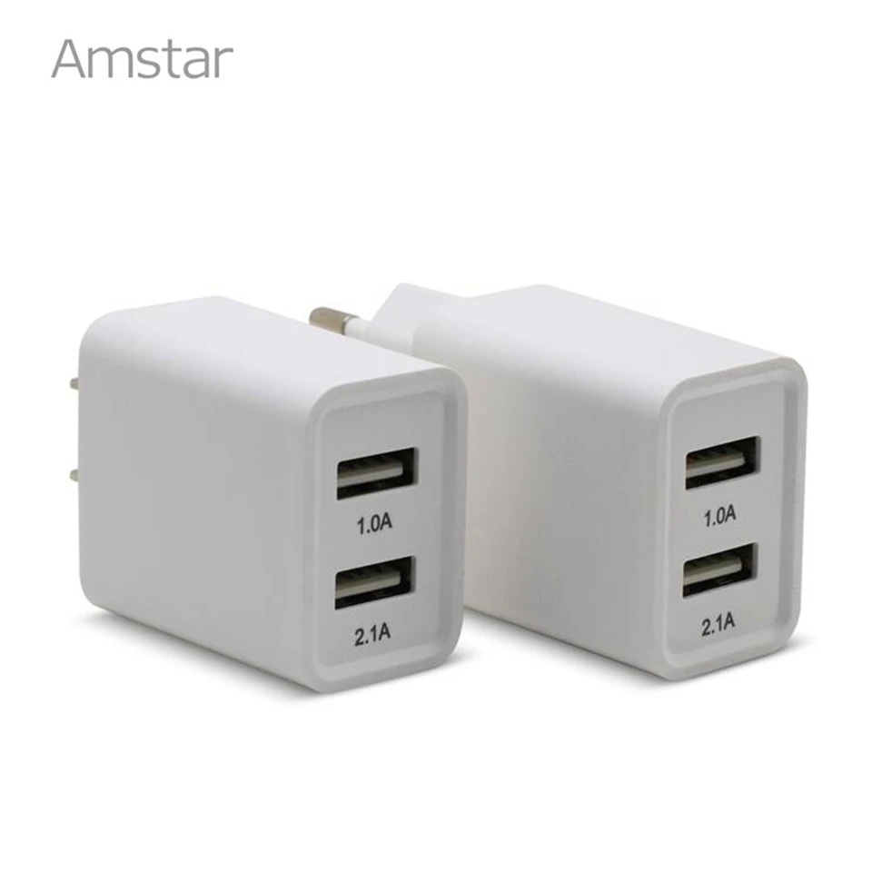 Amstar Dual USB Автомобильное зарядное устройство 5V 2.1A настенный адаптер для iPhone