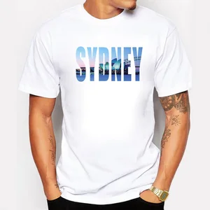Мужская хлопковая футболка с коротким рукавом, круглым вырезом и принтом Сидней