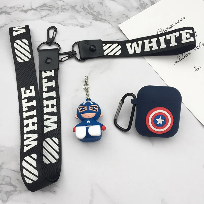 Для AirPod i20 i30 i60 i50 tws AirPods 2 3 earpod чехол Человек паук Железный человек Капитан Америка
