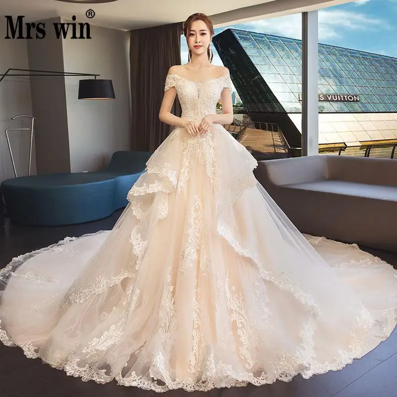 2021 г. Новинка Mrs Win Vestido De Novias элегантное платье принцессы с вырезом лодочкой