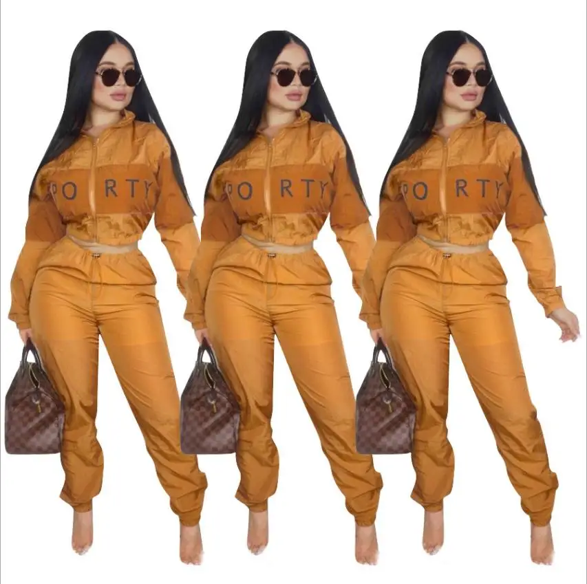 Шампанское Fall Winter Tracksuit Women Two Piece Set Long Sleeve Top and Pant Sweat Suit Sexy Jogger 2 Piece Outfits Matching Sets - Цвет: Шампанское