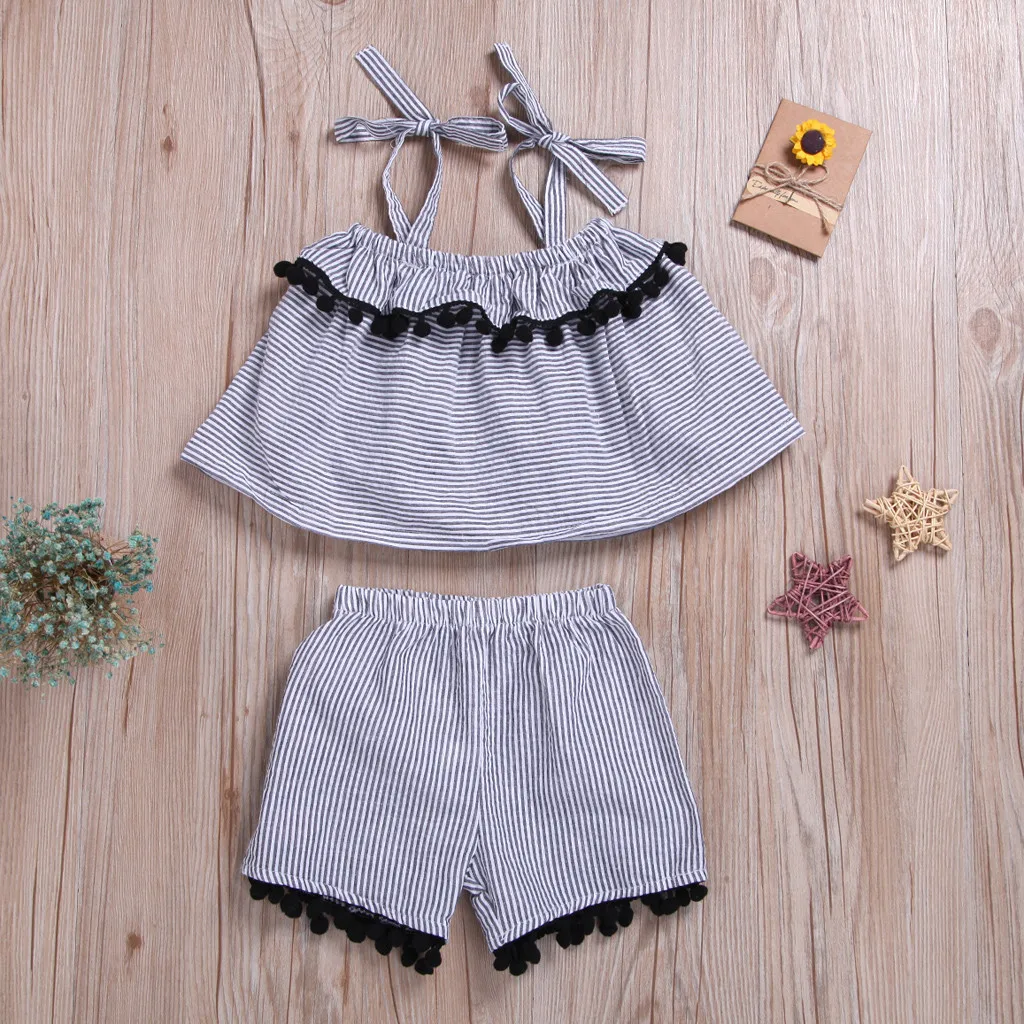 Комплект одежды из 2 предметов для маленьких девочек: Топ в полоску с полосками и