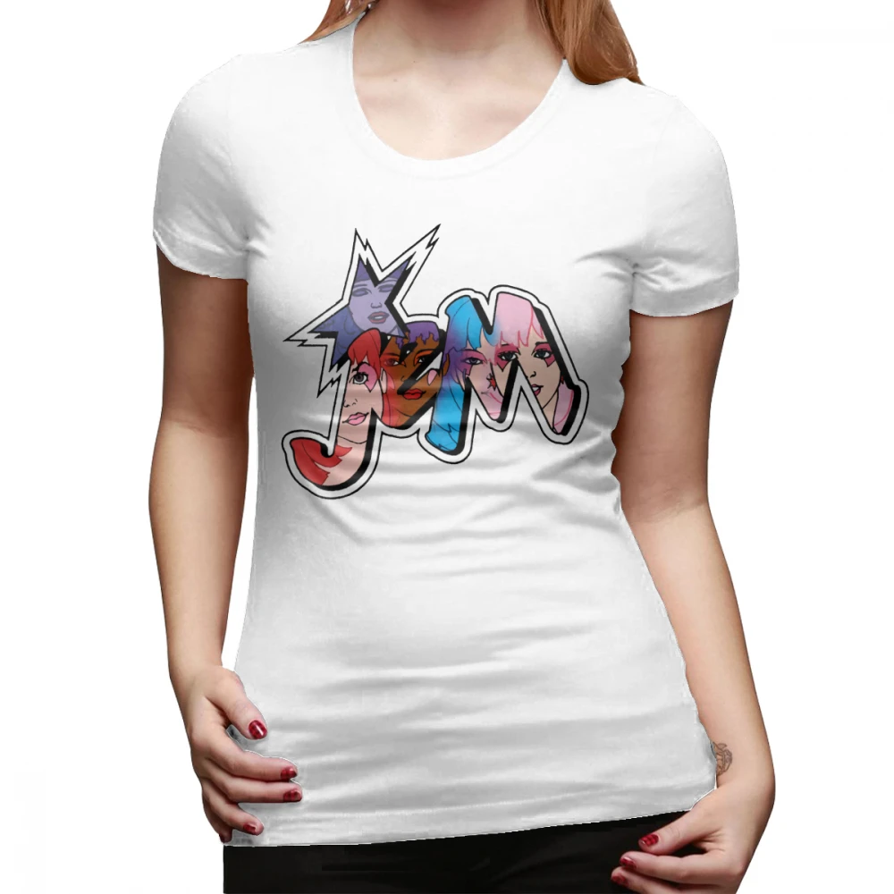 She Ra футболка Jem и голограмма Логотип Группа Цвет Футболка Kawaii Графический женская футболка плюс размер серебряные женские футболки - Цвет: Белый