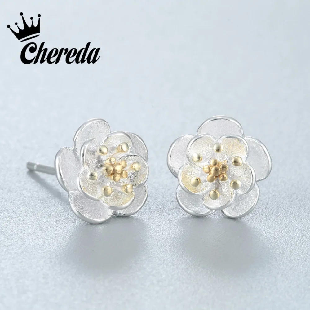 Женские серьги пусеты Chereda элегантные с цветками вишни в подарок|flower stud earrings|stud