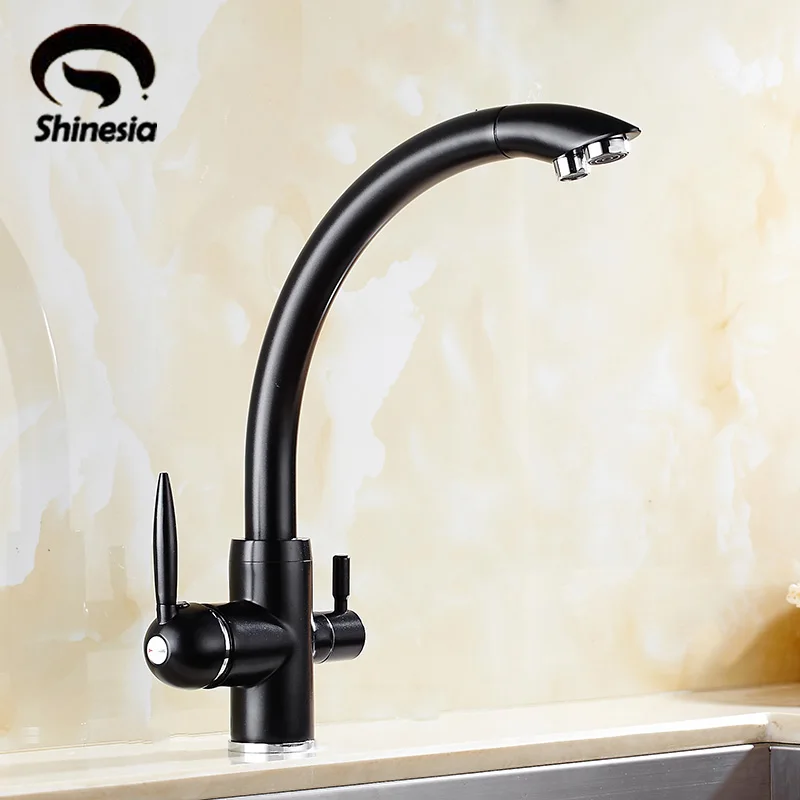 Кран для кухонной раковины из твердой латуни с двумя ручками смеситель чистой