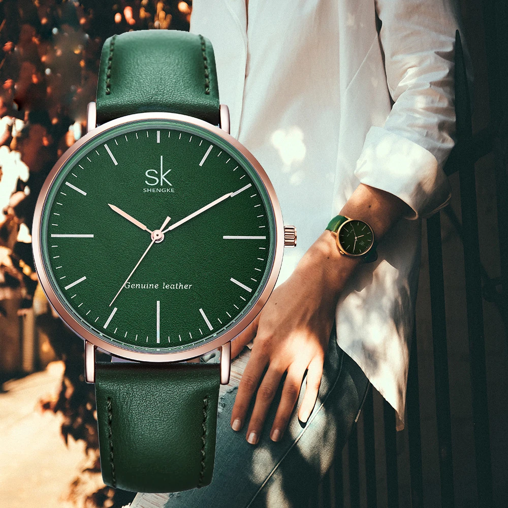 Женские часы SHENGKE повседневные кварцевые из натуральной кожи|montre brand|montre femmemontre