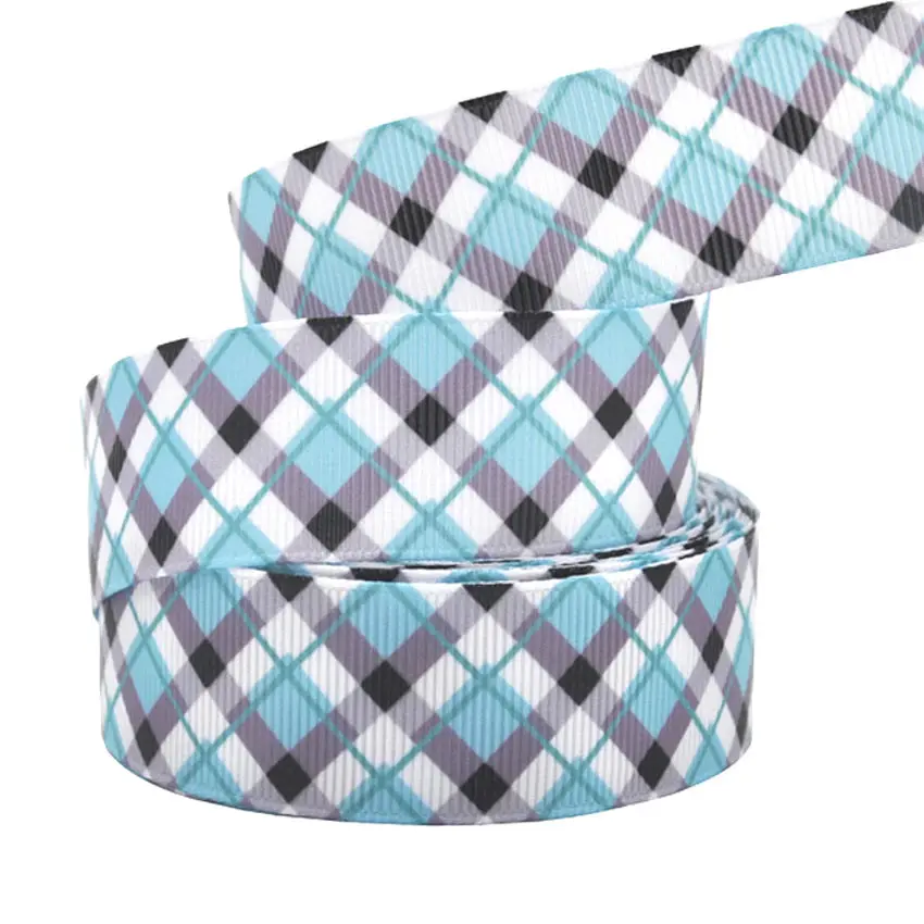 1" 25mm 10 yards/lot plaid stripe printed grosgrain ribbons grid ribbon DIY handmade materials