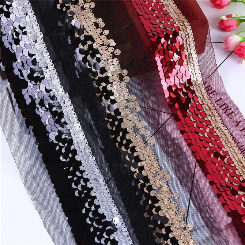 Meetee 5yards 9cm Sequins Embroidered Mesh Lace Webbing DIY Scarf Tablecloth Bag Clothing Home Decoration Craft Accessory BD425 | Дом и сад