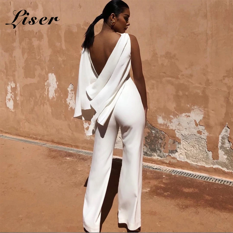 Женские комбинезоны Liser летние облегающие сексуальные с круглым вырезом белый