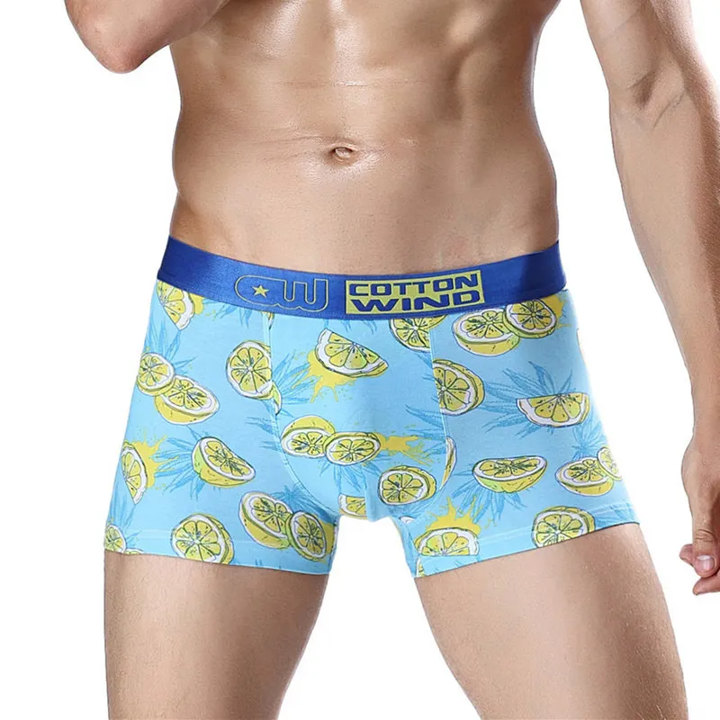 CW002 Lemon Men QIZXIM, нижнее белье с лимонами, подарок для влюбленных, хлопковые трусы для пар, мужские боксеры, нижнее белье для влюбленных, трусы для влюбленных - Цвет: CW002 Lemon Men