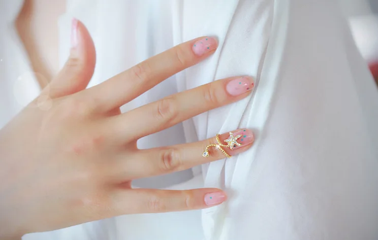 Новинка нежный милый Романтический пятиконечная звезда морская кольцо стразы