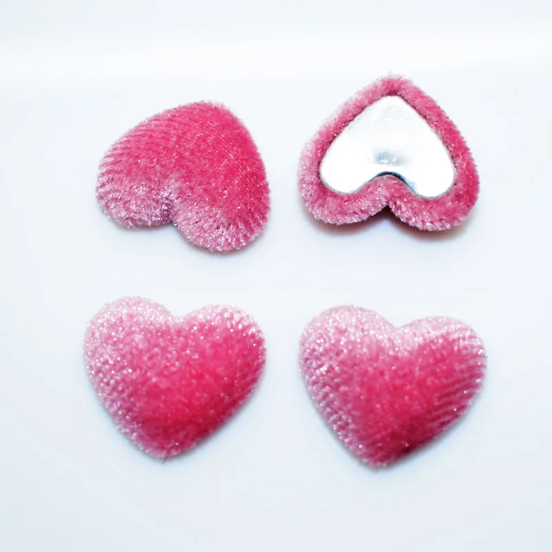 pink Стиль, 50 шт./лот, 16 мм, бархатная ткань, покрывало в форме сердца, плоская задняя часть, пуговицы, ткань, аксессуар, сделай сам, украшения для ювелирных изделий/одежды - Цвет: pink