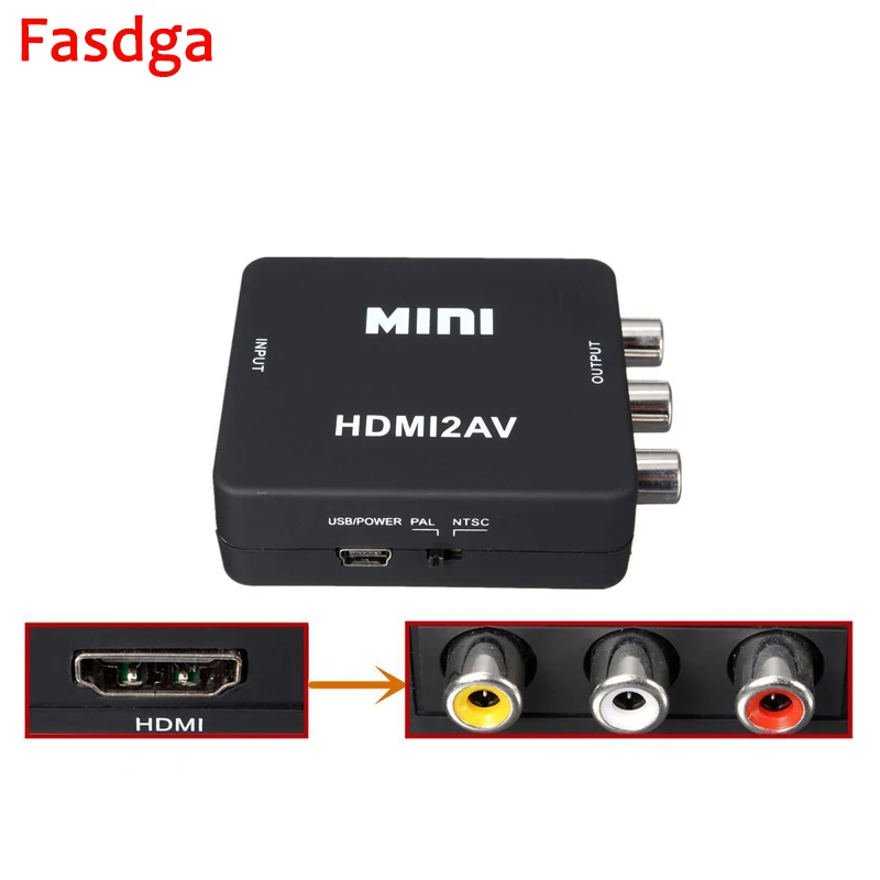 Мини HD видео конвертер HDMI в RCA AV/CVSB L/R 480P 720P 1080P HDMI2AV поддержка NTSC PAL выход TV VHS VCR DVD
