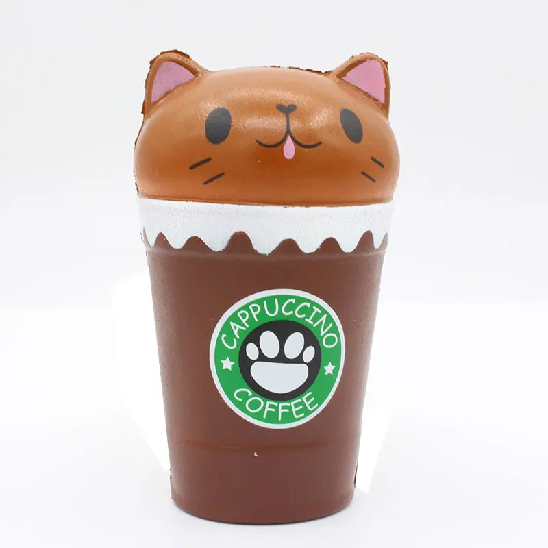 13.5cm Cat cup Brown Мягкая медленно растущая игрушка мороженое хлеб булочка торт Милая Ароматизированная подвеска малыш забавная игрушка подарок оптом антистрессовые детские игрушки - Цвет: 13.5cm Cat cup Brown